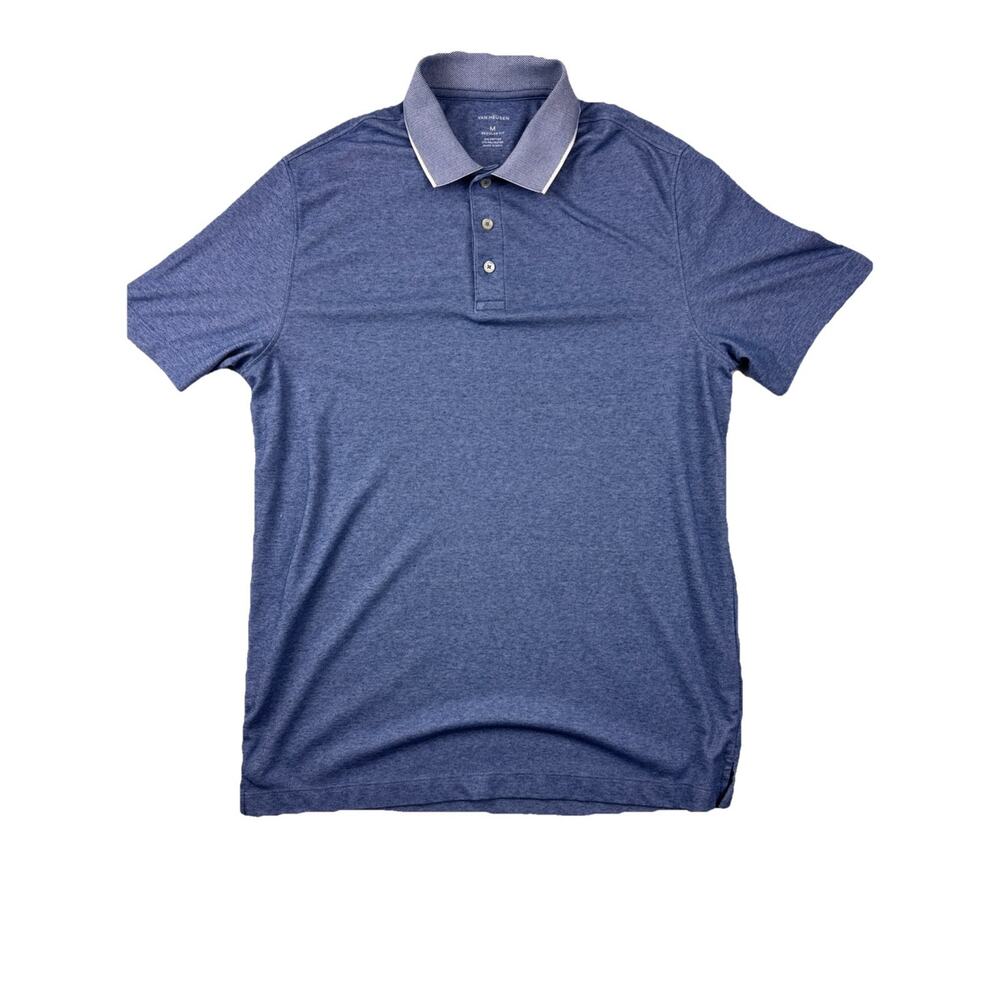 Van Heusen Essential Soft Touch Heather Polo Blue Birdseye Men's Size Medium